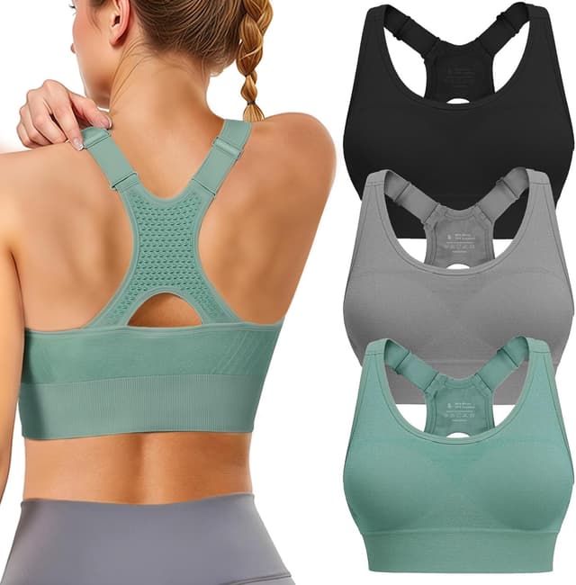 Detalle de Tmeefee Adjustable Sports Bra 3-Pack, High Support