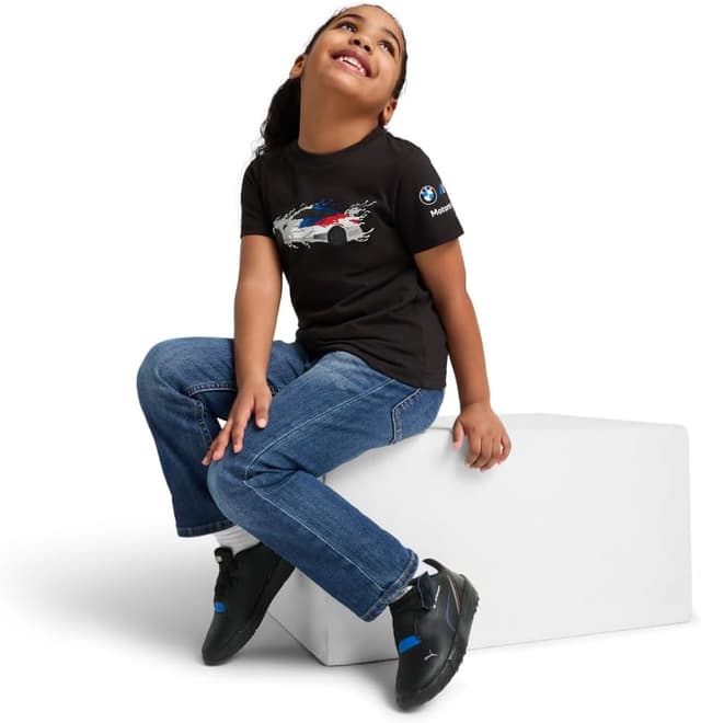 Detalle de PUMA Unisex-Child BMW M Motorsport T-Shirt (Puma Black) — Regular Fit Cotton Tee