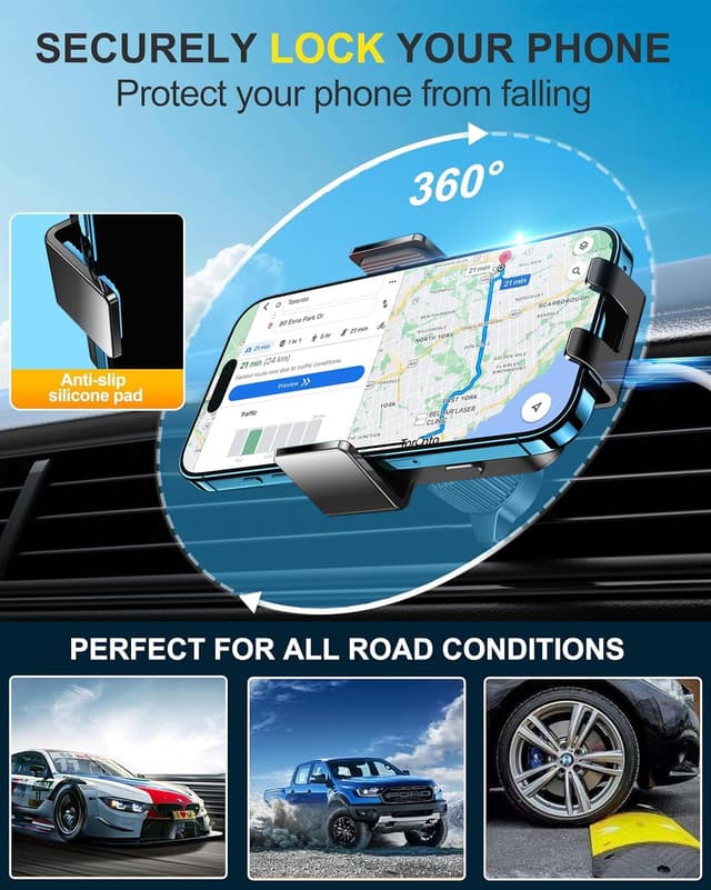 Detalle de Guceful Wireless Car Charger (15W) + Auto-Clamping Air Vent Phone Mount