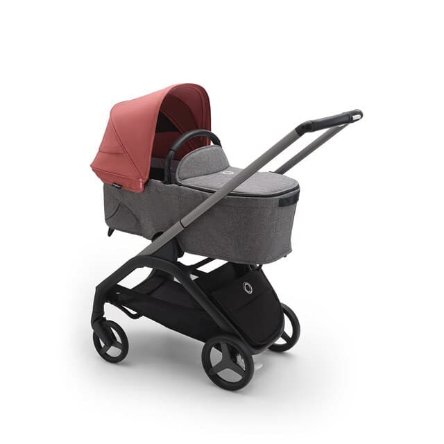 Detalle de Bugaboo Dragonfly Duo carro base grafito, capota rojo amanecer 🚼