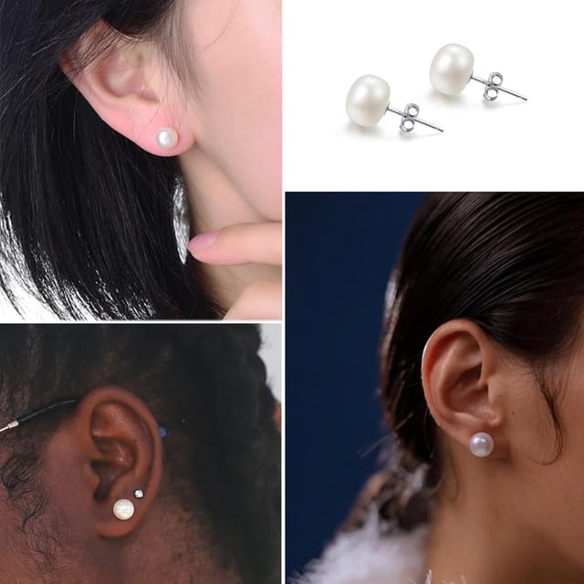 Thumbnail 4 de Süßwasserperlen Perlenohrringe 5–10 mm