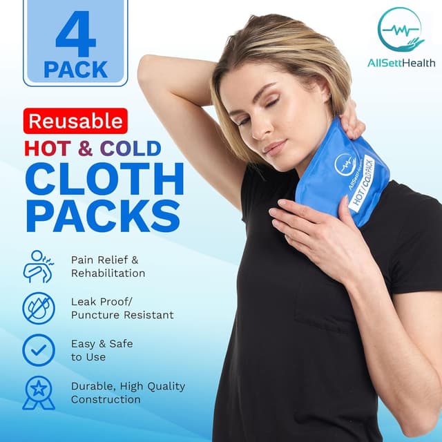 Detalle 2 de 4X Ice Pack for Injuries – Reusable Gel Cold Compress (Cold Compress) 27cm x 13cm, 4 Pack Blue