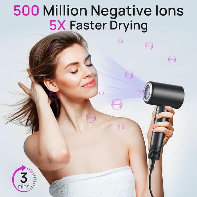 Detalle 2 de CONFU Hair Dryer with 110000 RPM Motor, Ionic Tech, Magnetic Diffuser & Concentrator