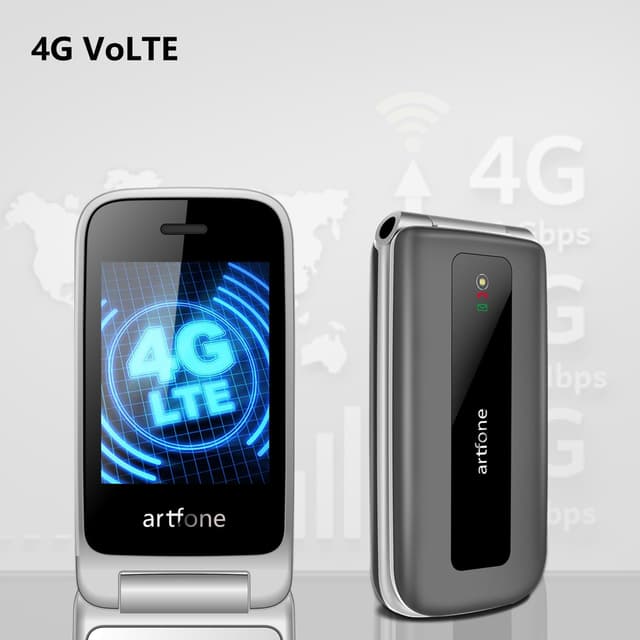 Detalle de artfone F30 4G SIM-Free unlocked flip phone with SOS button, big buttons and 2.4-inch display
