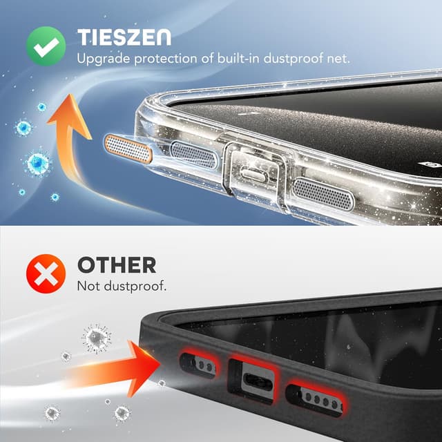 Detalle de TIESZEN for iPhone 15 Pro Max Case (MagSafe compatible) with Built-in Privacy Screen Protector & Camera Protection