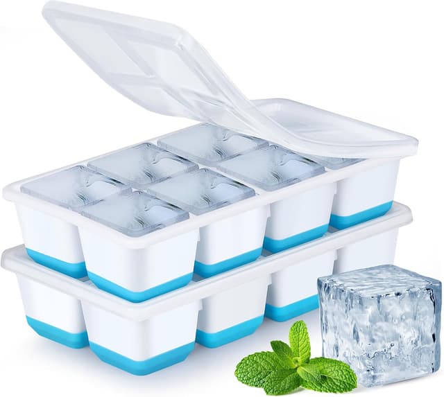 Detalle de JRISBO Large Ice Cube Moulds (4.5cm square) with Lids — set of 2 silicone trays