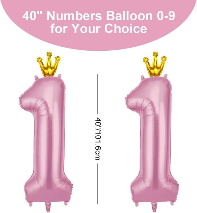 Thumbnail 1 de AOOSU Crown Pink number balloons 40 inch
