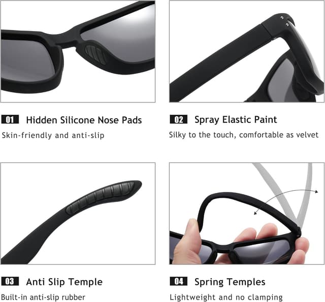 Detalle de SUNGAIT Polarisées Polarisées Polarisées Polarisées Lunettes de soleil homme antidérapantes Polarisées pour conduite, golf et activités