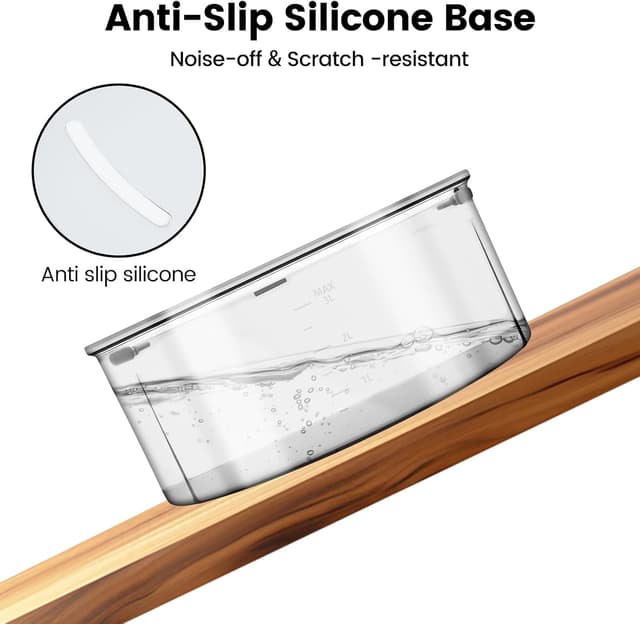 Detalle 2 de PETTOM Non Spill Dog Water Bowl 3L (Grey) – Splash-free, Slow Drink Design