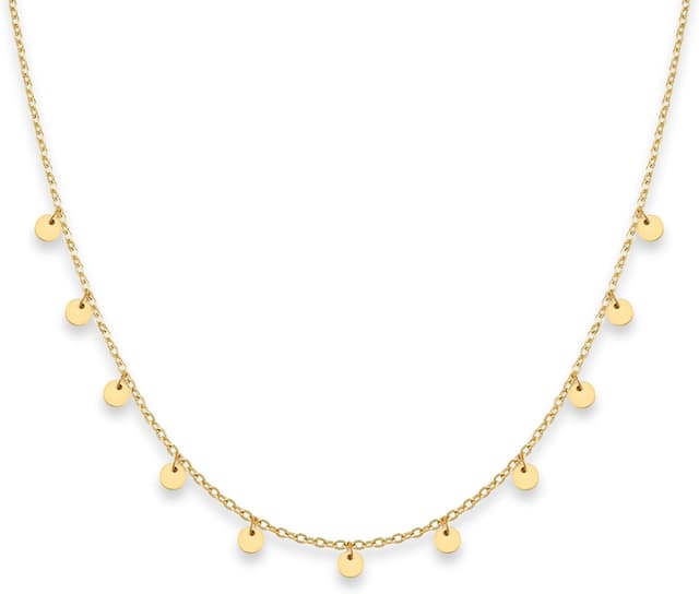 Detalle de GD GOOD.designs Kette mit Coin Plättchen – wasserfeste Boho-Halskette mit 11 runden Anhängern