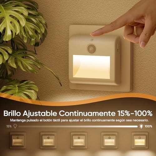 Detalle 2 de Suright Luz Nocturna con Sensor de Movimiento (2 Piezas) – Blanca Cálida 3000K, 3 Modos y Regulable
