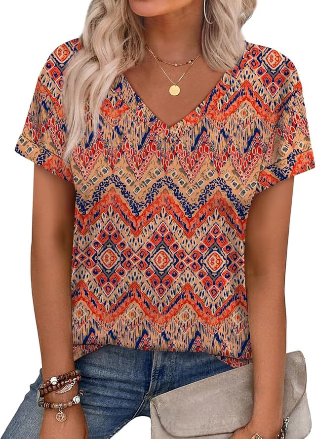 Detalle de WEESO V-Neck Short-Sleeve T-Shirts for Women (Summer Casual Tops)