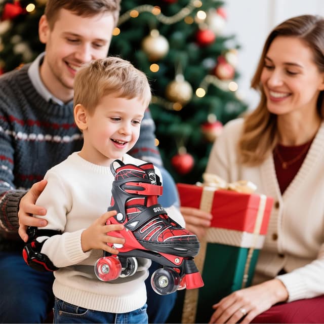 Detalle de SULIFEEL Adjustable Kids Roller Skates (Ages 3–12) with 4-Size Fit & Light-Up Wheels