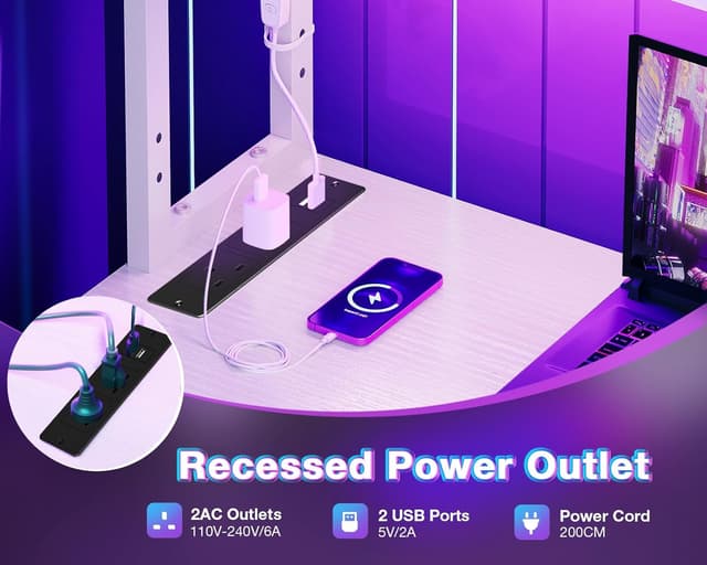 Detalle 1 de Coleshome L shaped gaming desk 135 x 100 cm