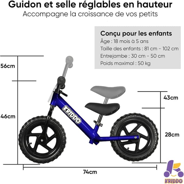 Detalle 1 de KRIDDO Draisienne 2 ans, vélo sans pédales