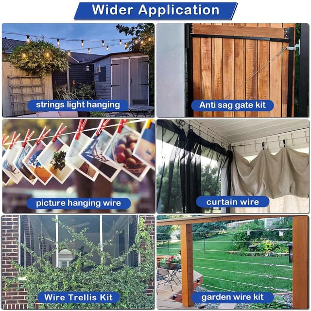 Thumbnail 6 de TooTaci Garden Wire for Climbing Plants Kit – 60m PVC-Coated Stainless Steel Cable with M5 Turnbuckle Tensioners