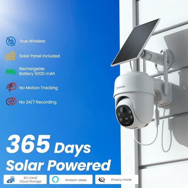 Detalle de Cinnado Solar Security Camera 2K with PIR detection
