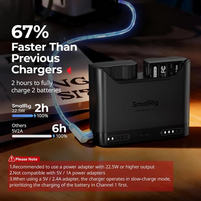 Detalle de SmallRig EN-EL15c Battery Charger (Dual Slot) with 22.5W USB-C for Nikon Z & D series