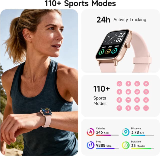 Detalle de Smart Watches for Women (1.85" HD Display) Pink Fitness Tracker with Heart Rate, Sleep, SpO2, Call Support