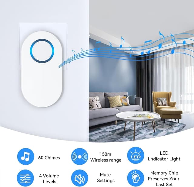 Detalle de Vexloria Wireless Doorbell 150M range 🔔