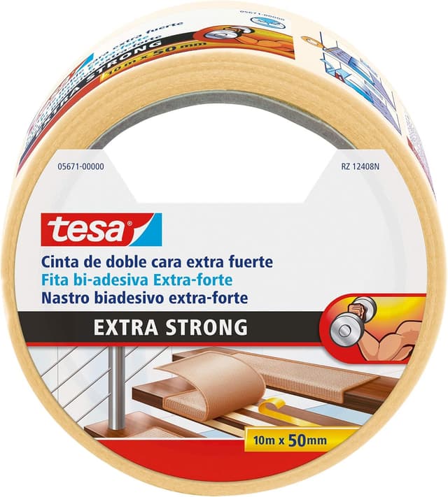Detalle de tesa Cinta double face extra forte 10 m x 50 mm beige
