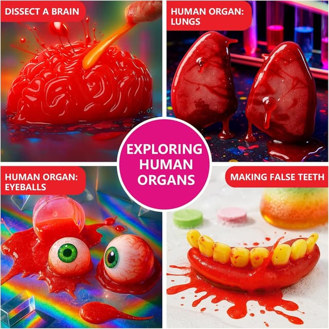 Detalle de Greek Science 75+ Eklige Experimente für Mädchen – STEM-Lernset ab 8 Jahren mit Gehirn-Dissektion & Organ-Schleim