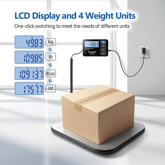 Detalle de Balance de colis numérique 200 kg/10 g avec écran LCD, fonction Hold/Tare (portable, transport facile)