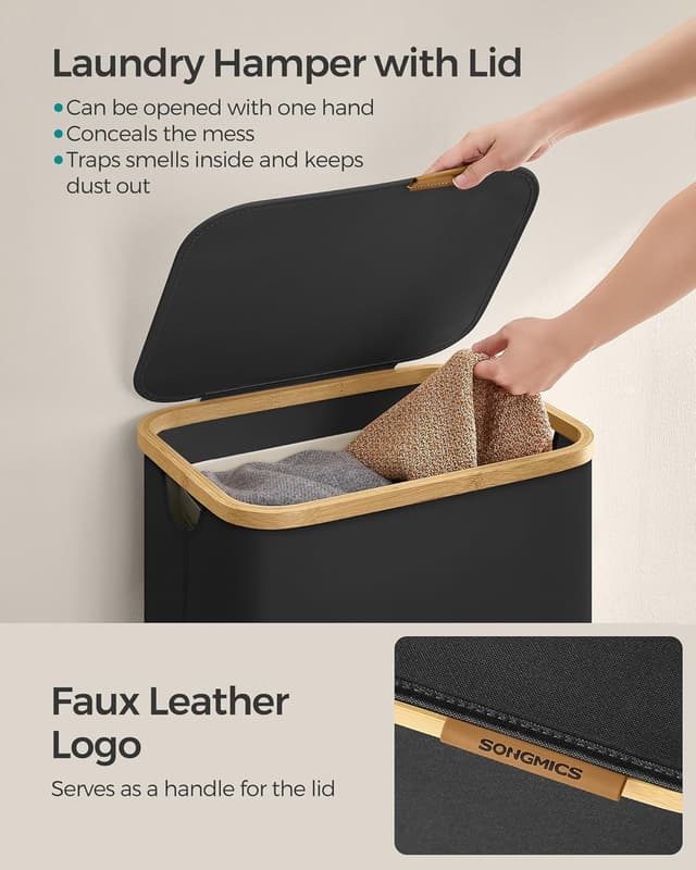 Thumbnail 3 de SONGMICS LCB509B01 90L laundry hamper with lid