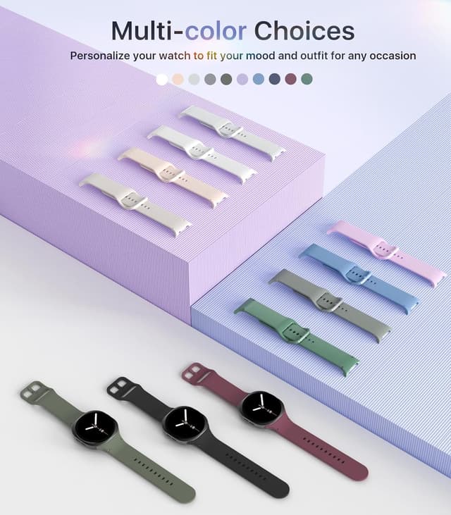 Detalle 1 de TiMOVO 6-Pack Sport Bands for Samsung Galaxy Watch 8 (40mm/44mm) & 8 Classic (46mm) – Soft Silicone Replacement Straps