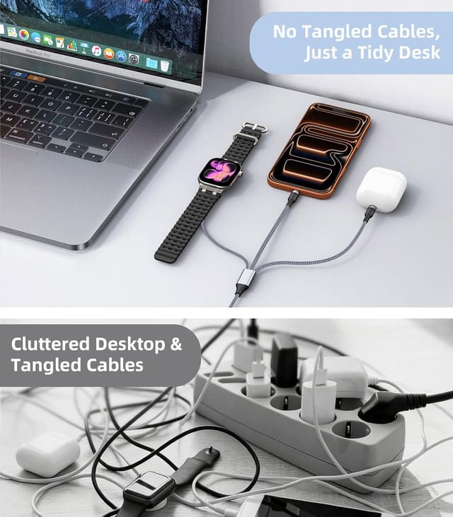 Detalle 2 de MoKo 3-in-2 USB-C Kabel, 1,2 m grau