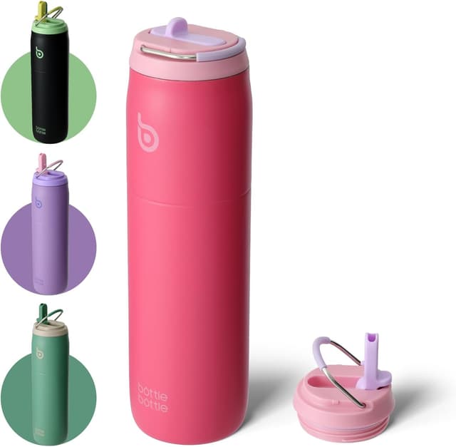 Detalle de BOTTLE BOTTLE 32 oz Stainless Steel Water Bottle with Straw Lid & Handle (Pink Sunset)
