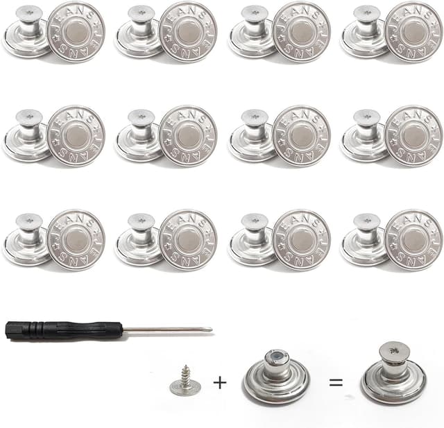 Thumbnail 6 de ANMOYIXIA 12 Ersatzknöpfe für Jeans (17 mm) – abnehmbare Knöpfe ohne Nähen mit Schraubendreher