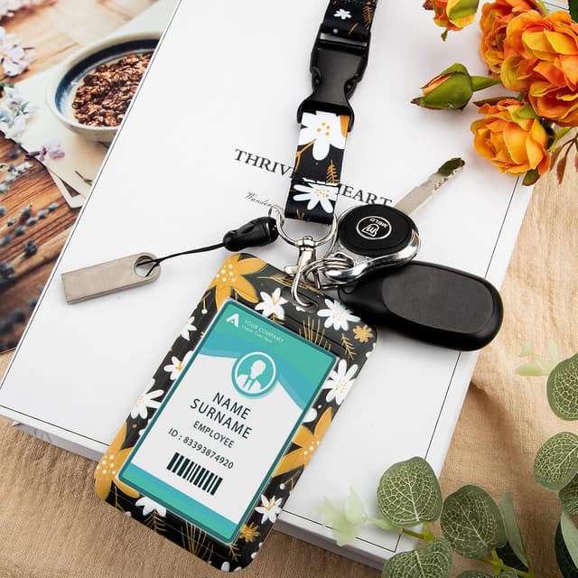 Detalle 1 de Ausweishülle mit Band und drehbarem Karabiner