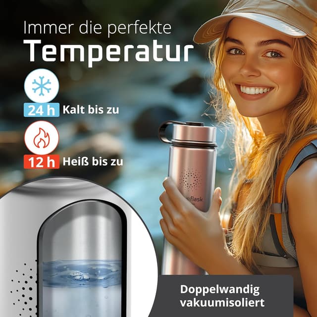 Detalle 2 de Trinkflasche Edelstahl ACTIVE FLASK von ACTIVE FLASK mit Strohhalm-Verschluss (BPA-frei, auslaufsicher)