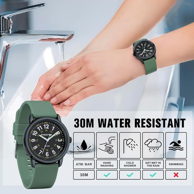 Detalle 1 de PINDOWS Analoge Quarzarmbanduhr Silikon 34 mm