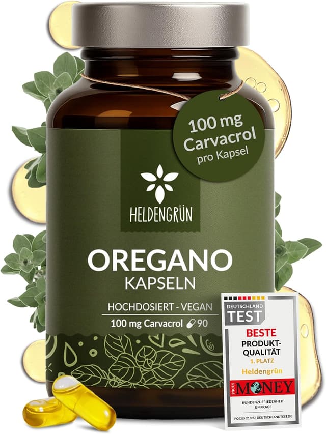 Detalle de Heldengrün Oregano Öl Kapseln 100 mg Carvacrol