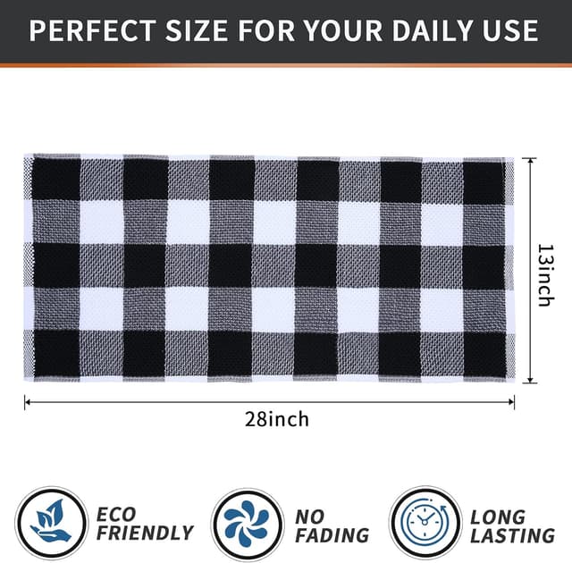 Detalle 2 de Mordimy 100% Cotton Waffle Weave Kitchen Towels (13 x 28 in), Black & White Buffalo Check, 4-Pack