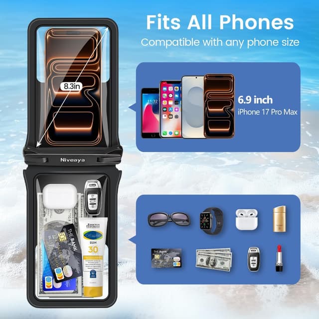 Detalle de Niveaya Double Space 2-Pack Waterproof Phone Pouch