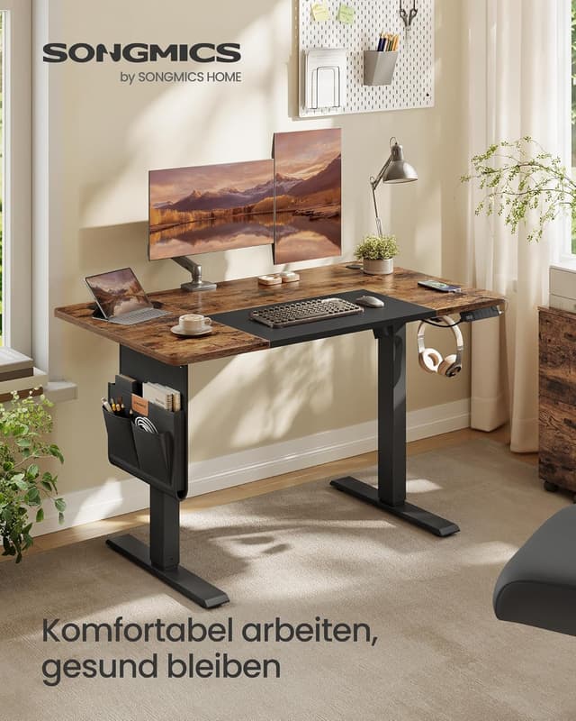 Detalle 2 de SONGMICS Höhenverstellbarer Schreibtisch elektrisch 120 x 60 cm