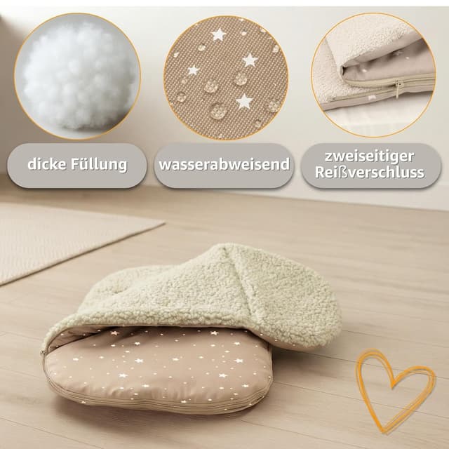 Detalle 2 de Winter-Fußsack für Kinderwagen & Buggy 90x45 cm – warmes Set mit Einlage, Dunkelgrau