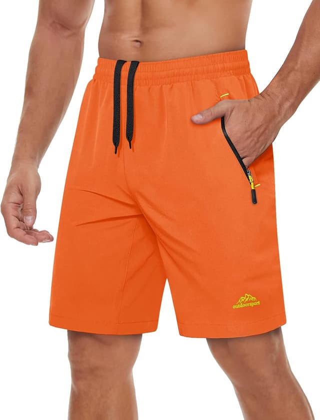 Detalle de TACVASEN men’s quick-drying training shorts with zip pockets