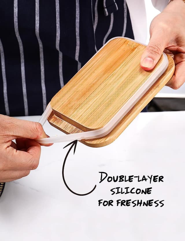 Thumbnail 6 de Ceramic Butter Dish with Wooden Lid and Knife