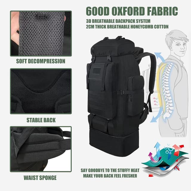 Thumbnail 6 de Astis 80+20L Wandern & Camping Rucksack (100L) – wasserdicht, ohne Innengestell