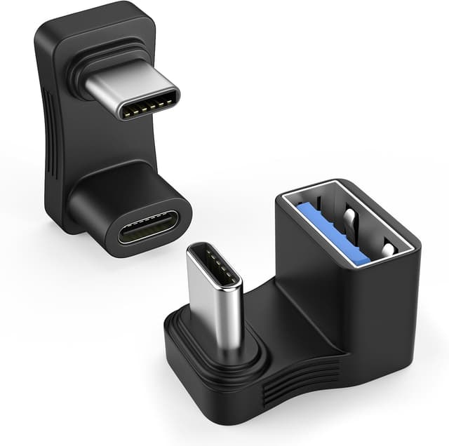 Detalle de MoKo 2er-Set USB‑C 180° Adapter (USB‑C auf USB‑C / USB‑C auf USB‑A, U‑Form) für Schnellladung, OTG & 10 Gbit/s