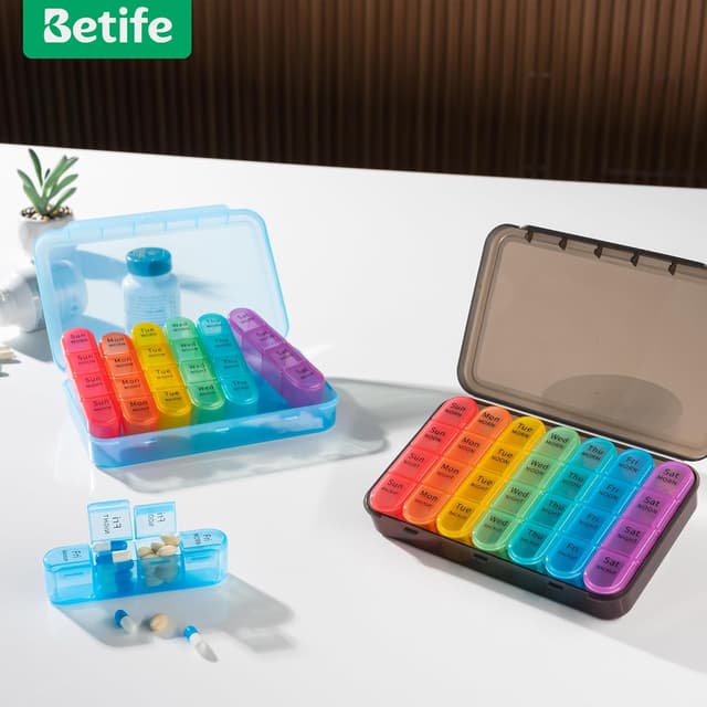 Thumbnail 6 de Betife Weekly Pill Box 7‑Day, 4‑Compartment organiser 💊