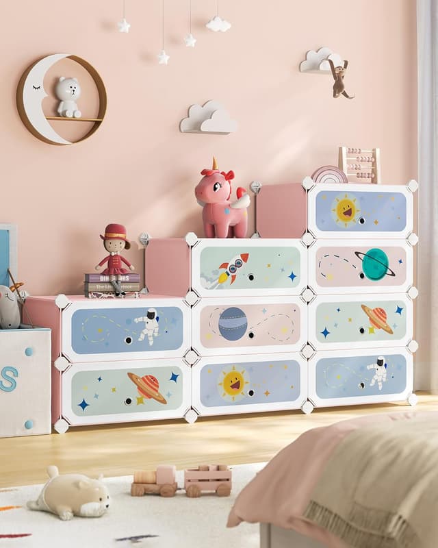 Detalle 2 de SONGMICS Estantería Infantil Modular 12 Cubos 🌸 Ropa y Juguetes