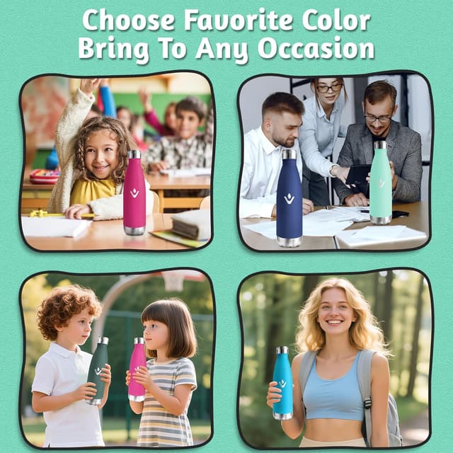 Thumbnail 6 de Motswedi borraccia termica bambini 500 ml in acciaio inox 18/8 doppia parete, blu verde