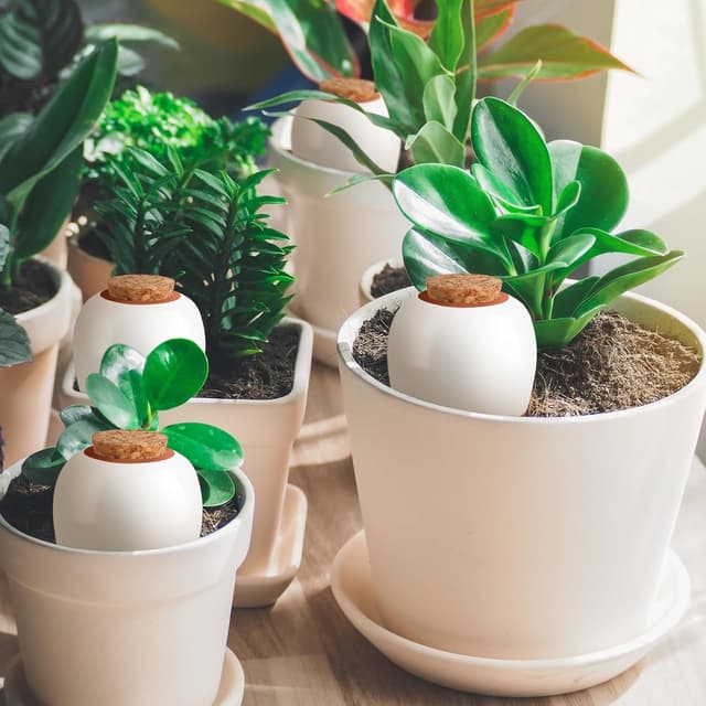 Detalle de Terracotta Watering Spikes 4 Pack Ollas Self Watering Globes – slow release planter insert for indoor & outdoor plants