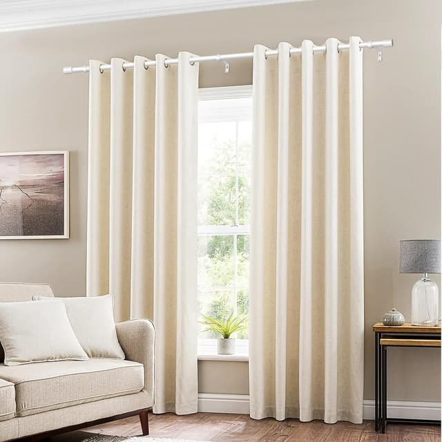 Detalle 2 de GEEBOBO Gardinenstange Weiß verstellbar 76–380 cm, 19 mm Durchmesser (für Schlafzimmer, Wohnzimmer & Küche)