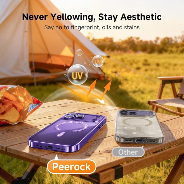 Detalle de Magnetic for iPhone 17 Pro Glitter Case with MagSafe Ring & Integrated Lens Protection (Purple)